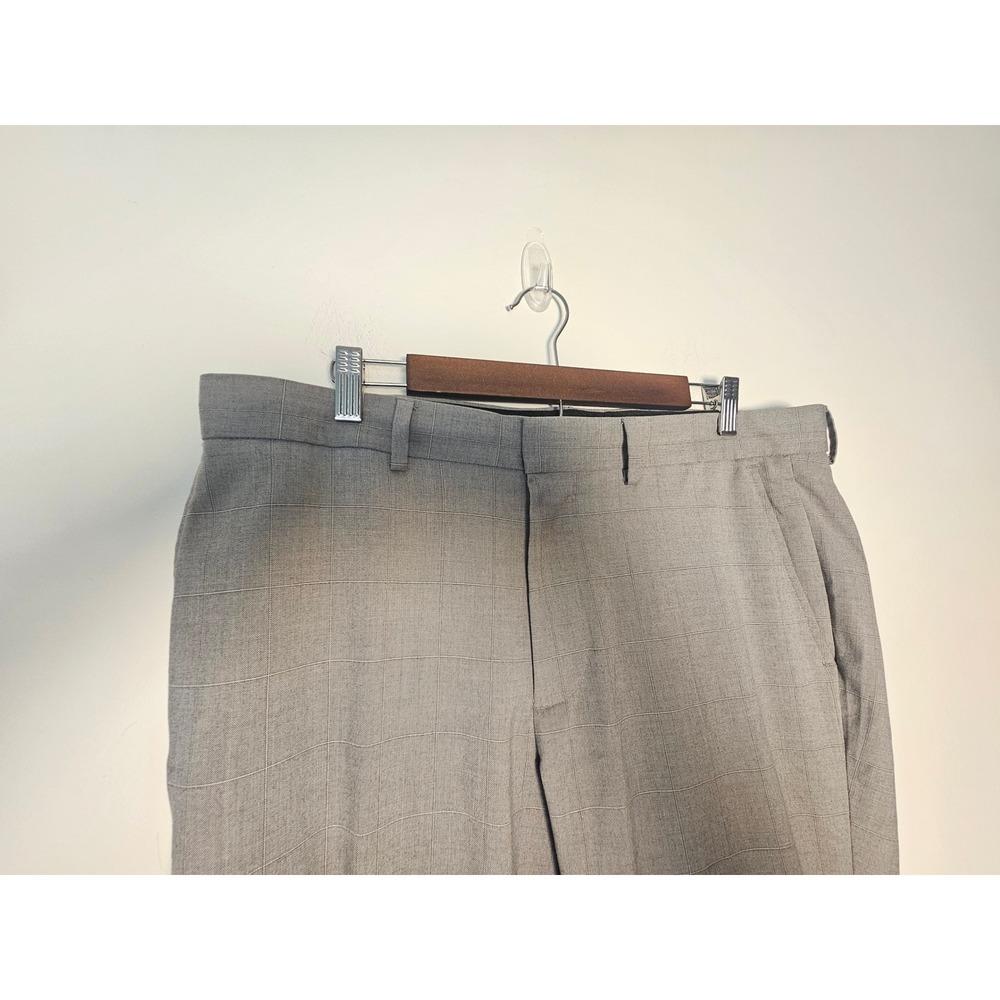 [Business Casual] Calvin Klein Dress Pants Mens 36x30 Grey Windowpane Trousers - Picture 8 of 8